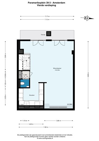 Floorplan - Paramariboplein 39-3, 1058 AP Amsterdam